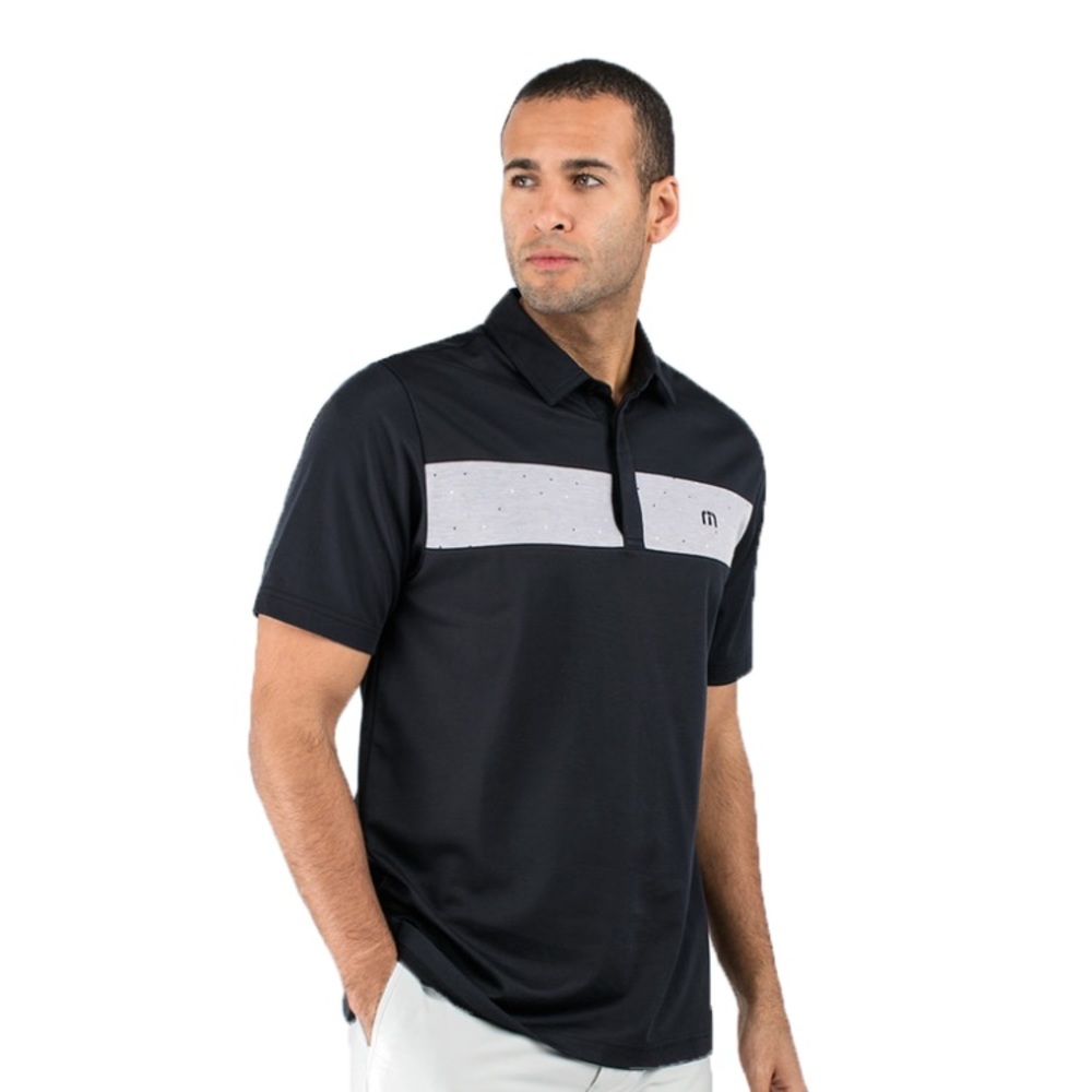 Travis Matthew Polo Golf Shirt Wens Size S/P Black White Short Sleeve Colorblock